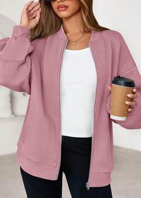 KIRUNDO Oversized Sweatshirt for Women Zip Up Bomber Jacket Fall Fashion Casual Long Sleeve Outerwear Winter Outfits PRETTYGARDEN