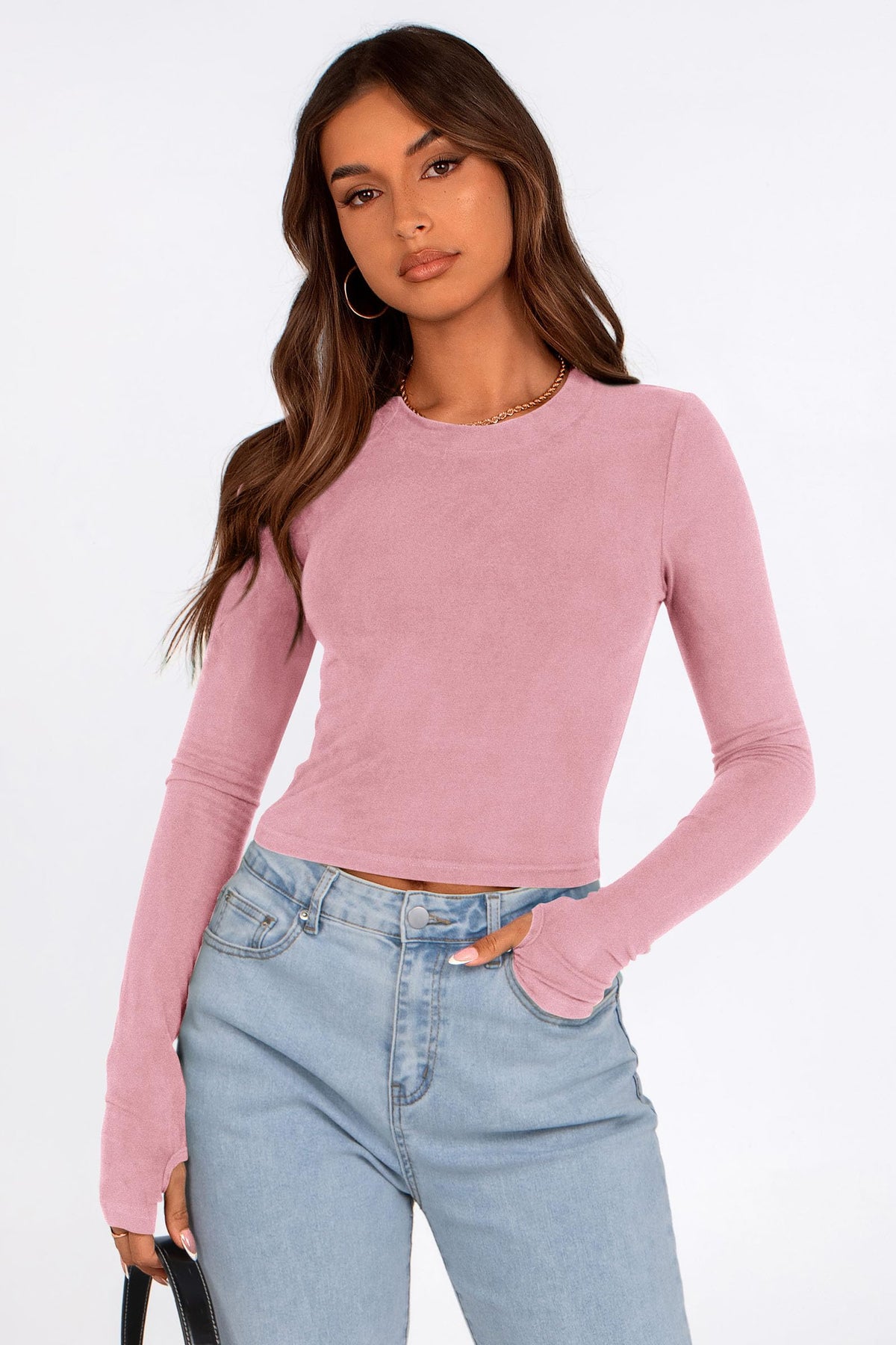 Long Sleeve Crop Tops Y2K Fashion Clothes Basic Slim Fit Tee Shirts Blouse