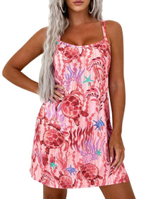 PRETTYGARDEN Women's Summer Dresses Casual Print Spaghetti Strap Sleeveless Sundress Beach Vacation Cover Ups PRETTYGARDEN