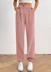 PRETTYGARDEN Women's Pants Dressy Casual Fall Elastic High Waisted Work Office Corduroy Trouser Slacks with Pockets