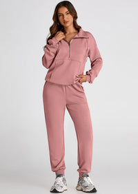 PRETTYGARDEN Long Sleeve Half Zip Sweatsuits Women 2 Piece Outfit Spring Casual Sweatshirt Sweatpants Lounge Set Tracksuit
