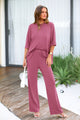 Short Sleeve Pullover Tops And Wide Leg Pants Lounge Set