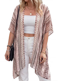 PRETTYGARDEN Summer Kimonos for Women Boho Floral Short Sleeve Kimono Cardigans Swimsuit Beach Cover Ups for Women Swimwear PRETTYGARDEN
