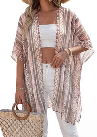 PRETTYGARDEN Summer Kimonos for Women Boho Floral Short Sleeve Kimono Cardigans Swimsuit Beach Cover Ups for Women Swimwear PRETTYGARDEN
