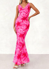 PRETTYGARDEN Women's Summer Cowl Neck Floral Maxi Dress Sleeveless Bodycon Beach Vacation Long Party Wedding Guest Dresses PRETTYGARDEN