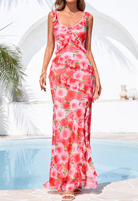 PRETTYGARDEN Women's Summer Spaghetti Strap Maxi Dress Sleeveless Side Slit Mesh Cocktail Dresses Beach Vacation Sundress PRETTYGARDEN