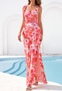 PRETTYGARDEN Women's Summer Spaghetti Strap Maxi Dress Sleeveless Side Slit Mesh Cocktail Dresses Beach Vacation Sundress PRETTYGARDEN