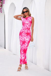 PRETTYGARDEN Women Summer One Shoulder Sleeveless Floral Maxi Dress Bodycon Ruched Mesh Formal Cocktail Wedding Guest Dresses PRETTYGARDEN