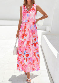 PRETTYGARDEN Womens Summer Floral Maxi Dresses Spring Sleeveless Cowl Neck Flowy Beach Vacation Wedding Guest Long Dress