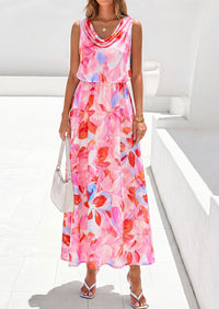 PRETTYGARDEN Womens Summer Floral Maxi Dresses Spring Sleeveless Cowl Neck Flowy Beach Vacation Wedding Guest Long Dress