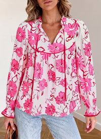 PRETTYGARDEN Women Boho Floral Babydoll Tunic Top