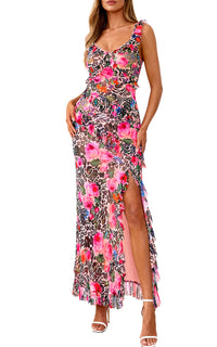 PRETTYGARDEN Women's Summer Spaghetti Strap Maxi Dress Sleeveless Side Slit Mesh Cocktail Dresses Beach Vacation Sundress PRETTYGARDEN