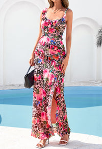 PRETTYGARDEN Women's Summer Spaghetti Strap Maxi Dress Sleeveless Side Slit Mesh Cocktail Dresses Beach Vacation Sundress PRETTYGARDEN