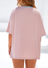 PRETTYGARDEN Womens Oversied Cute Tops Casual Striped Short Sleeve Shirt Women Trendy Spring Fashion Basic Tees Blouse PRETTYGARDEN