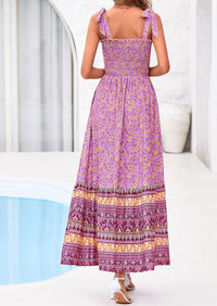PRETTYGARDEN Women's Summer Maxi Dress Tie Straps Floral Beach Vacation Long Dresses Smocked Boho Sundress with Pockets PRETTYGARDEN
