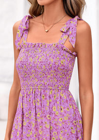 PRETTYGARDEN Women's Summer Maxi Dress Tie Straps Floral Beach Vacation Long Dresses Smocked Boho Sundress with Pockets PRETTYGARDEN