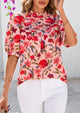 Floral Tops for Women Blouses Dressy Casual 2025 Summer Trendy Outfits Boho Pleated Short Sleeve Shirts