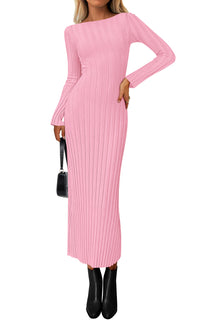 PRETTYGARDEN Womens Sweater Dress Fall 2026 Casual Boat Neck Long Sleeve Pullover Ribbed Knit Bodycon Maxi Sweater Dresses