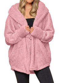 PRETTYGARDEN Women's Winter Warm Coats Hooded Faux Fur Sherpa Jacket  Fuzzy Fleece, Thumb Holes, Long Sleeve Pockets, Teddy Bear Jackets, Trendy Casual Fall Clothes, Holiday Going Out Outfits