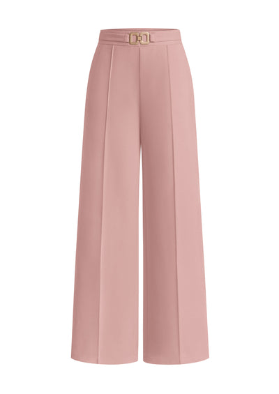 PRETTYGARDEN Women's High Waisted Dressy Casual Pants | Decoration Buckle,Front Seam Trousers with Pockets,Business Casual Outfits,Work Office Slacks,Daily Palazzo Pants All Season