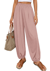 PRETTYGARDEN Womens 2026 Summer Casual Pants High Waisted Loose Wide Leg Palazzo Pockets Lounge Beach Travel Trousers Outfits