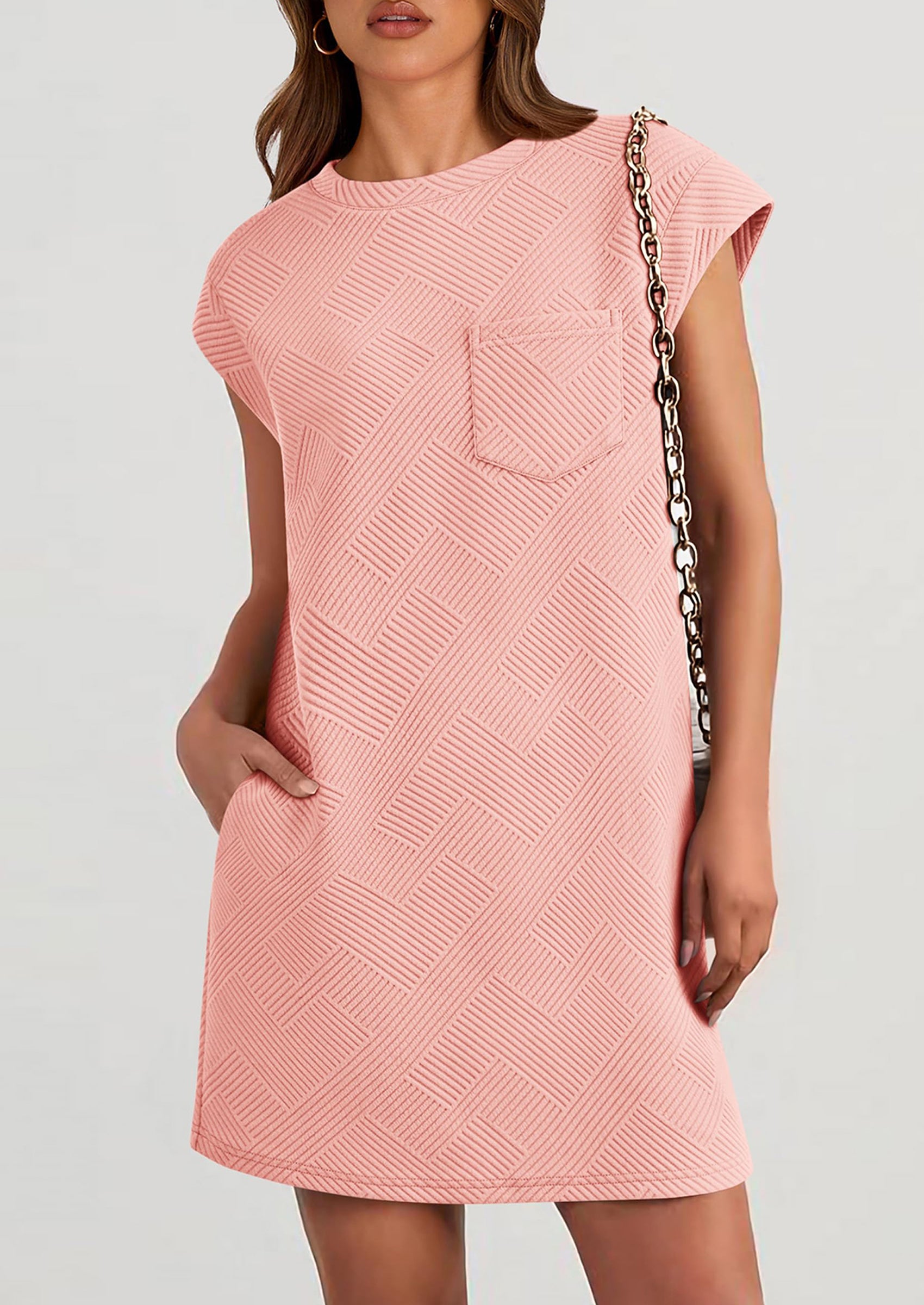 PRETTYGARDEN Women's Summer Short T Shirt Dress Cap Sleeve Crew Neck Casual Loose Basic Mini Dresses