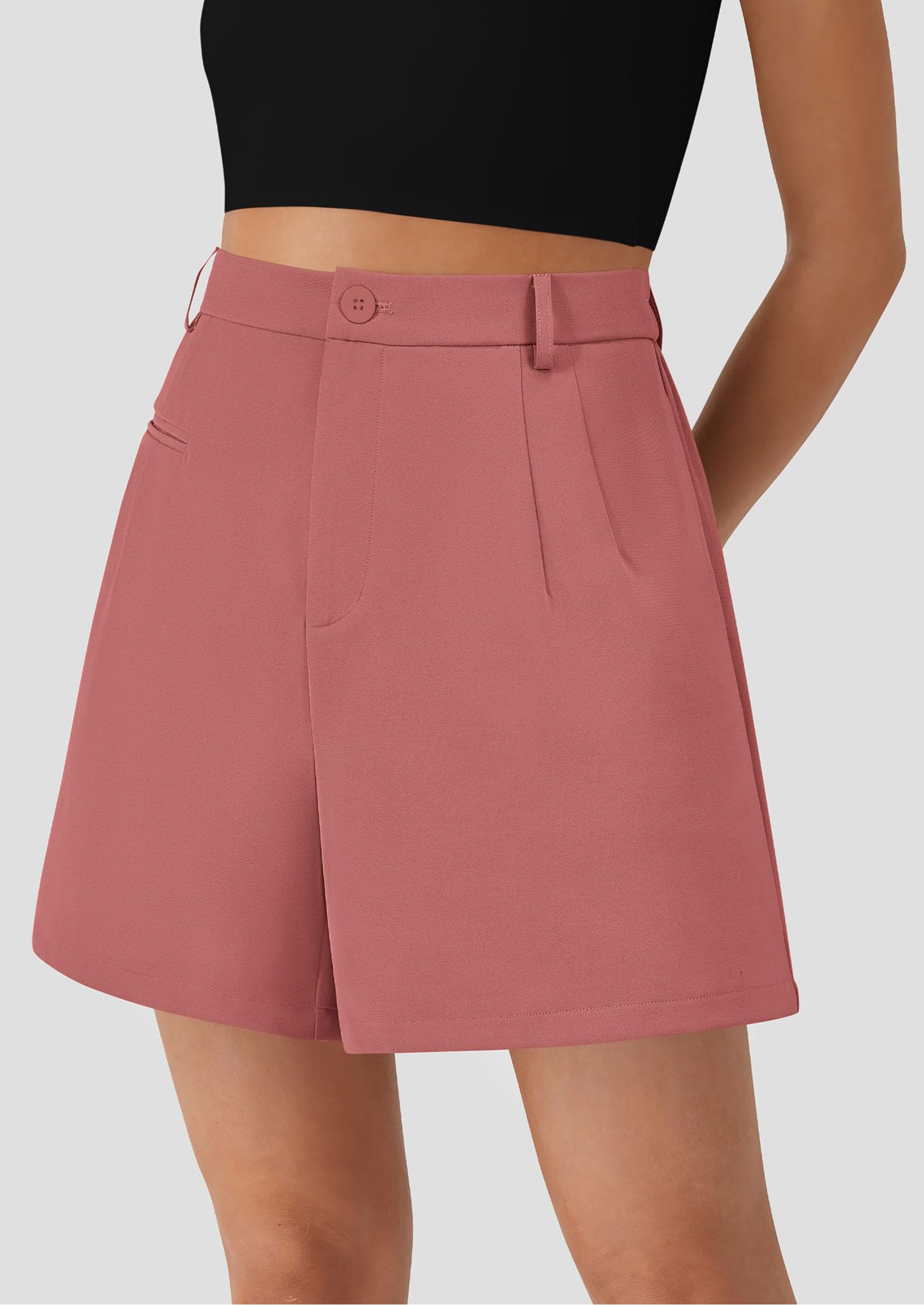 PRETTYGARDEN Shorts for Women Dressy Summer Elastic High Waisted Wide Leg Business Casual Work Shorts with Pockets