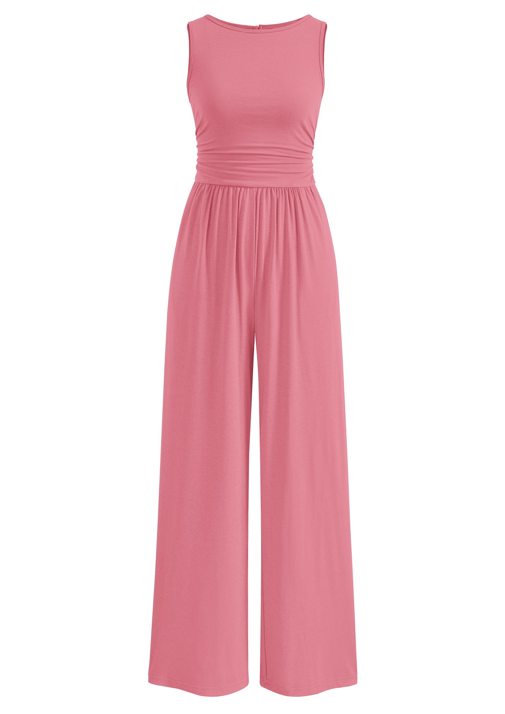 PRETTYGARDEN One Piece Jumpsuits for Women Dressy Casual Sleeveless Crewneck Wide Leg Rompers Jumpers Vacation Summer Outfits