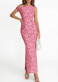 PRETTYGARDEN Womens Floral One Shoulder Maxi Dress 2026 Summer Spring Bodycon Ruched Side Slit Elegant Cocktail Party Dresses PRETTYGARDEN