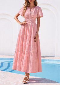 PRETTYGARDEN Womens Boho Maxi Dress 2026 Floral Summer Spring Short Sleeve V Neck A Line Embroidered Beach Vacation Dresses