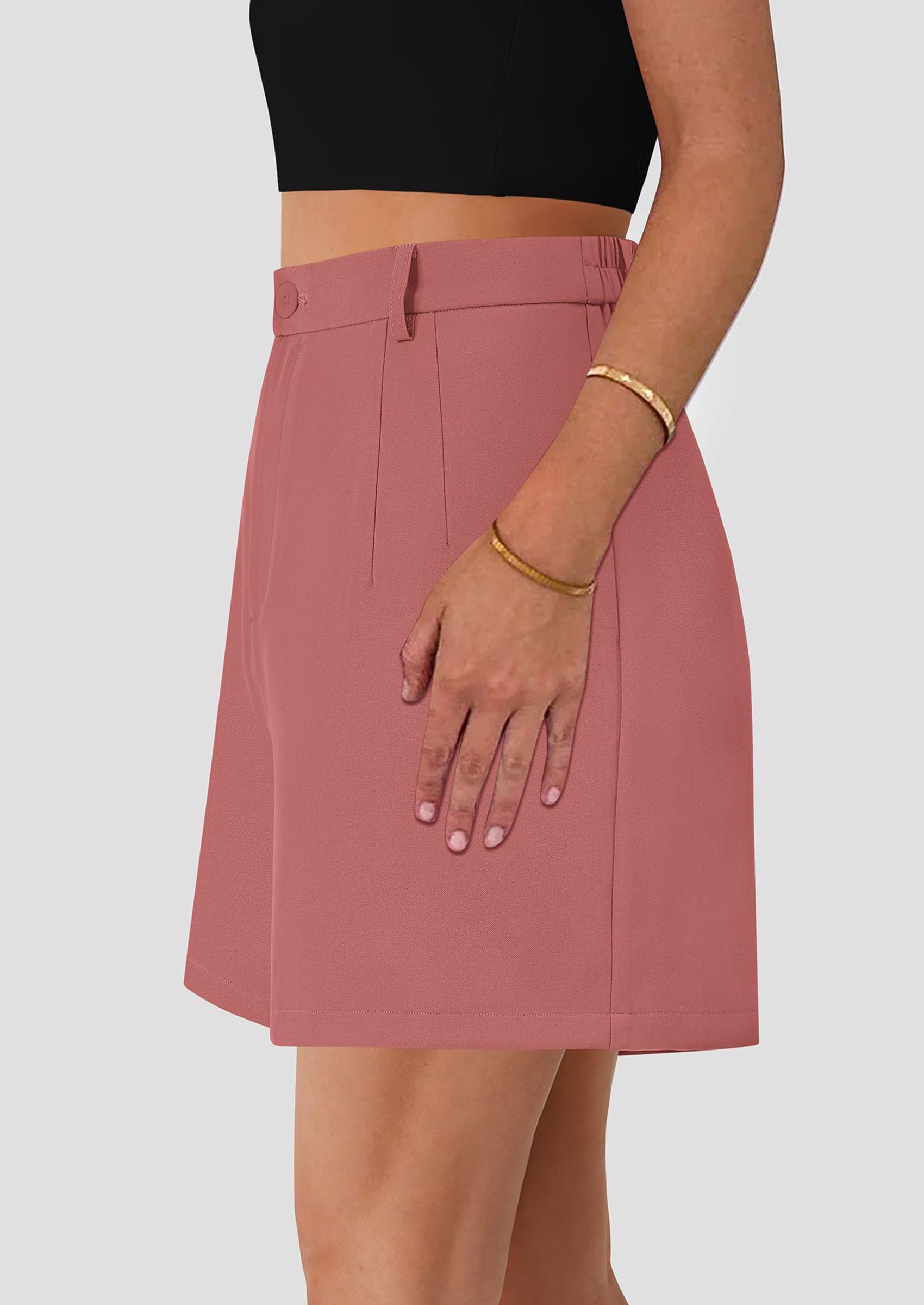 PRETTYGARDEN Shorts for Women Dressy Summer Elastic High Waisted Wide Leg Business Casual Work Shorts with Pockets