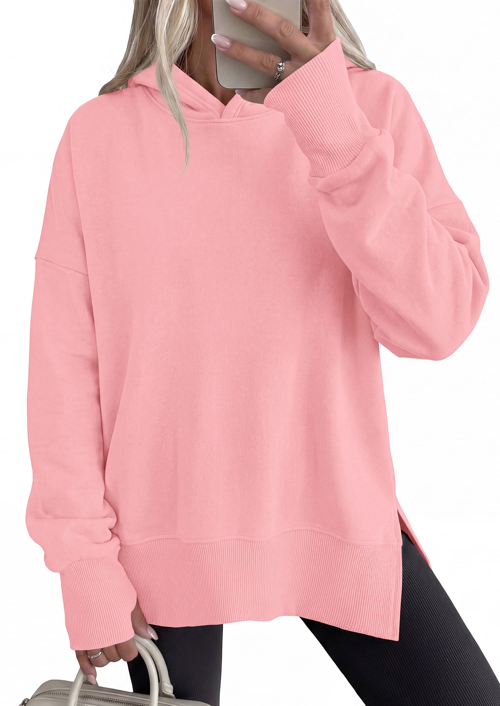 PRETTYGARDEN Womens Oversized Hoodies Side Slit Sweatshirts | Fall Fashion 2026 Trendy Outfits, Thumbholes & Unique Center Seam, Comfort Drop Shoulder Pullover, Chic Tunic for Leggings