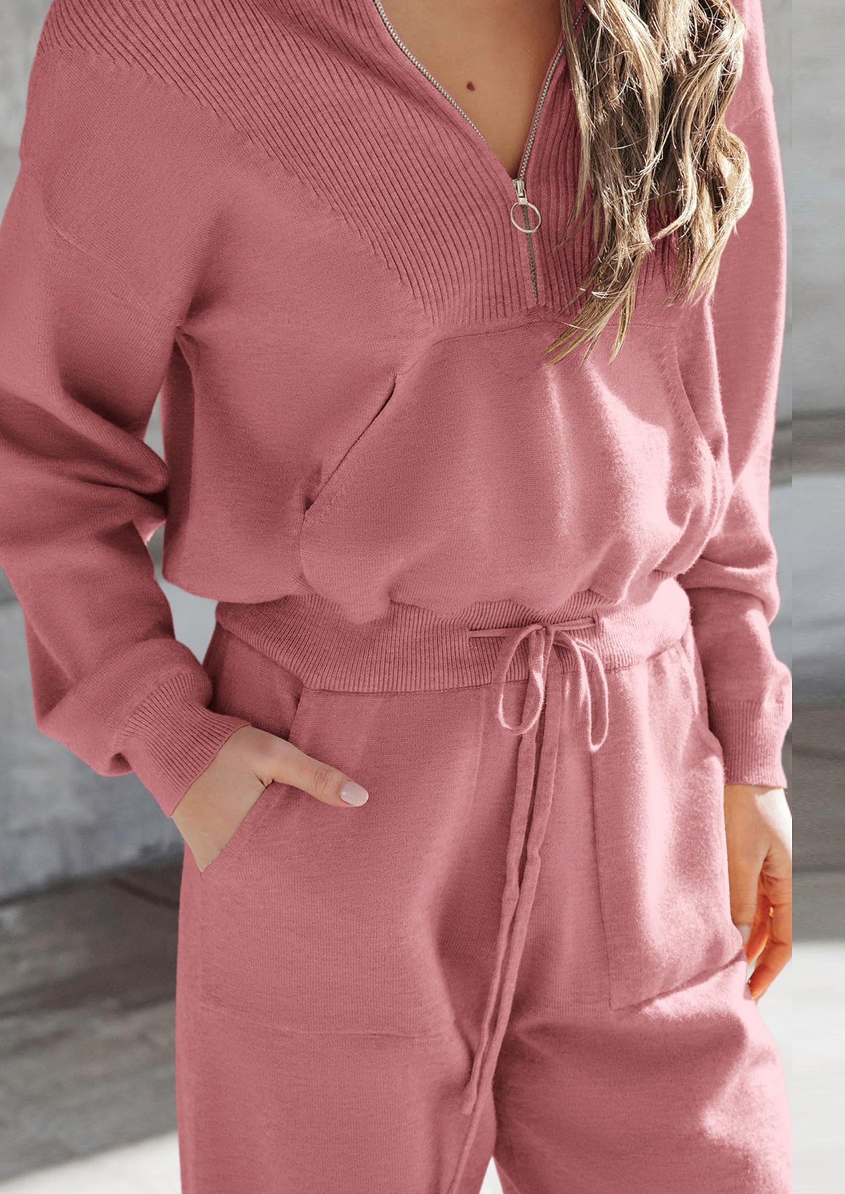 PRETTYGARDEN Women's 2 Piece Sweater Set Pullover Zip Up Sweatshirt Jogger Sweatpants Tracksuit Casual Outfit