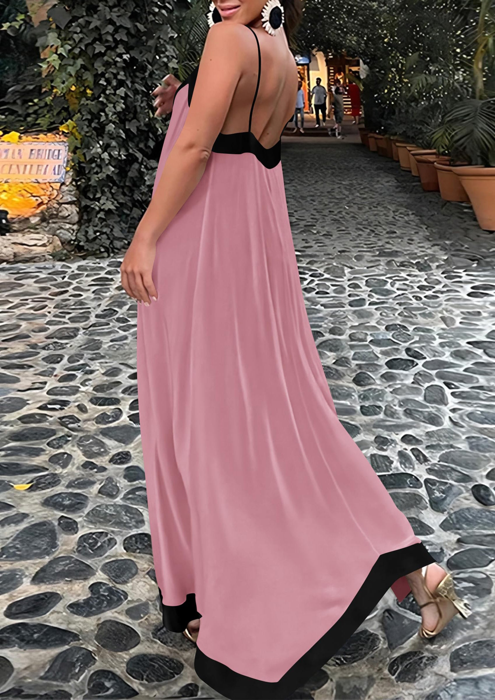 PRETTYGARDEN Women's Flowy Maxi Dress Summer Sleeveless V Neck Spaghetti Strap Elegant Wedding Party Dresses