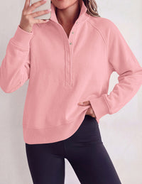 PRETTYGARDEN Women's Fall Trendy Oversized Sweatshirts | Comfy Ribbed Fabric, Raglan Long Sleeve Collared; Button Up Henley Pullover Blouse, Casual Workout Tops, Y2K Fashion Clothing
