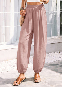 PRETTYGARDEN Womens 2026 Summer Casual Pants High Waisted Loose Wide Leg Palazzo Pockets Lounge Beach Travel Trousers Outfits