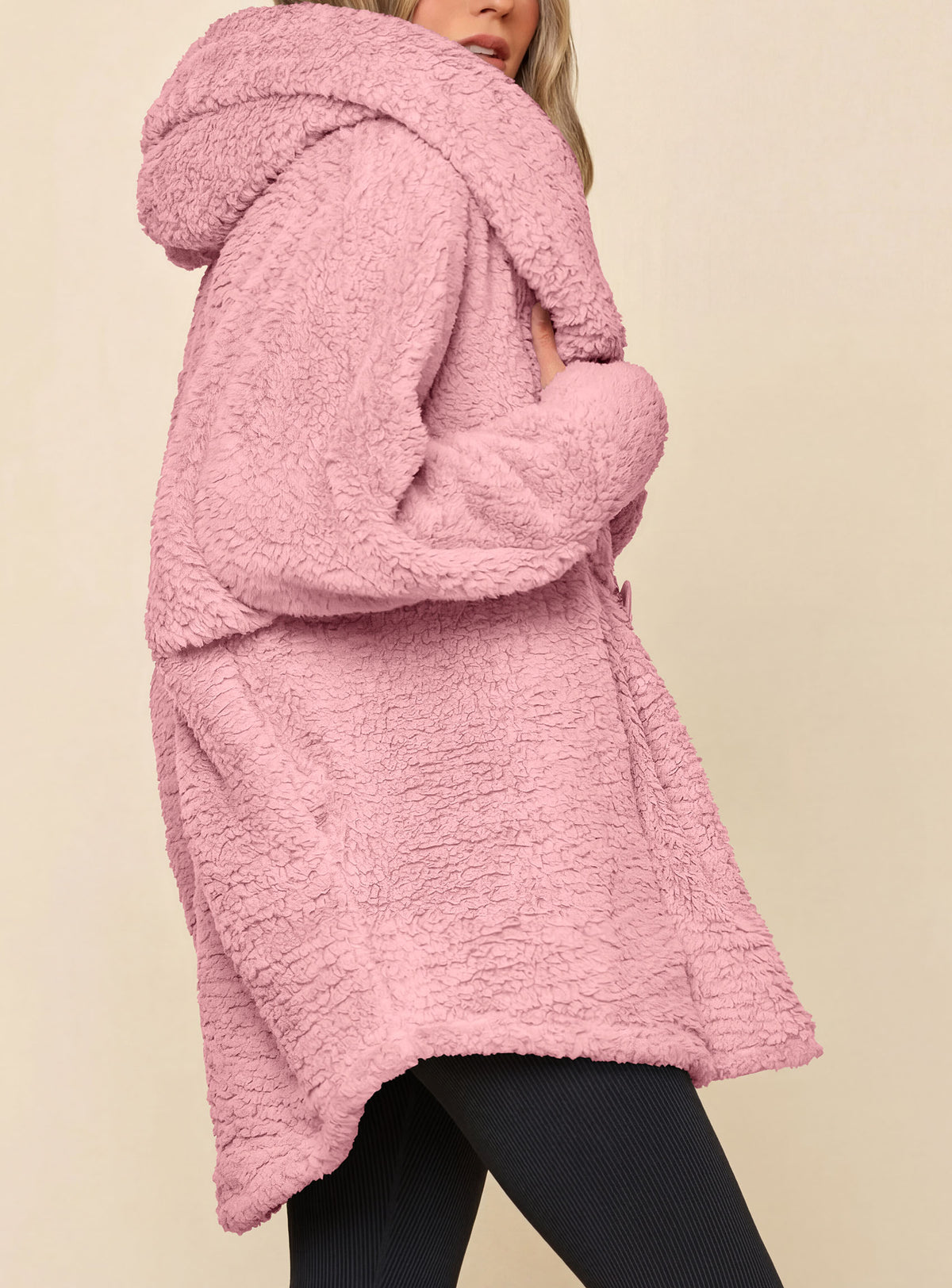 PRETTYGARDEN Women's Winter Warm Coats Hooded Faux Fur Sherpa Jacket  Fuzzy Fleece, Thumb Holes, Long Sleeve Pockets, Teddy Bear Jackets, Trendy Casual Fall Clothes, Holiday Going Out Outfits