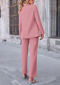 PRETTYGARDEN 2 Piece Blazer Outfits Business Casual Oversized Jacket Wide Leg Work Pants Dressy Suit Set