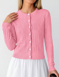 PRETTYGARDEN Women Lightweight Button Up Cardigan Sweaters | Soft Stretchy, Cozy Cable Knit, Long Sleeve Crew Neck, Trendy Cardigans, Cute Casual Outfits, Early Fall Fashion Clothing