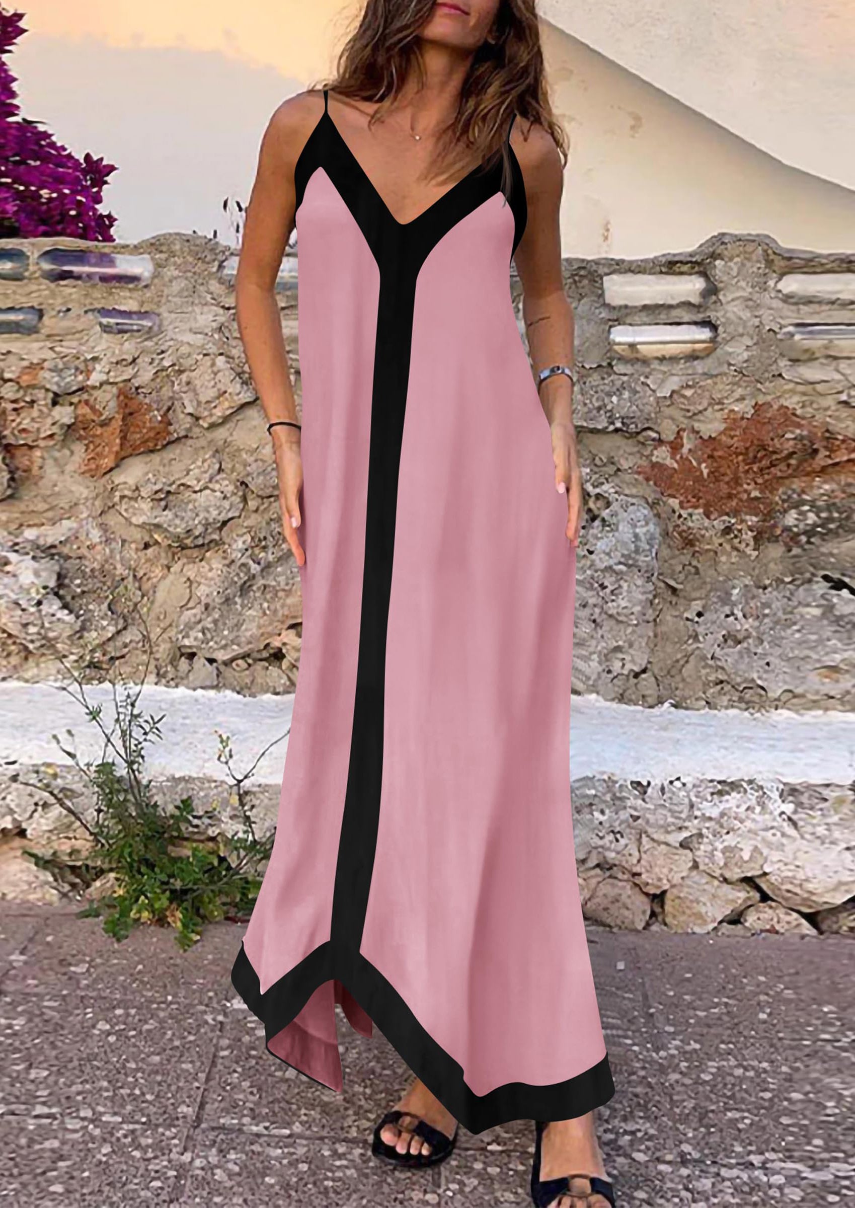 PRETTYGARDEN Women's Flowy Maxi Dress Summer Sleeveless V Neck Spaghetti Strap Elegant Wedding Party Dresses