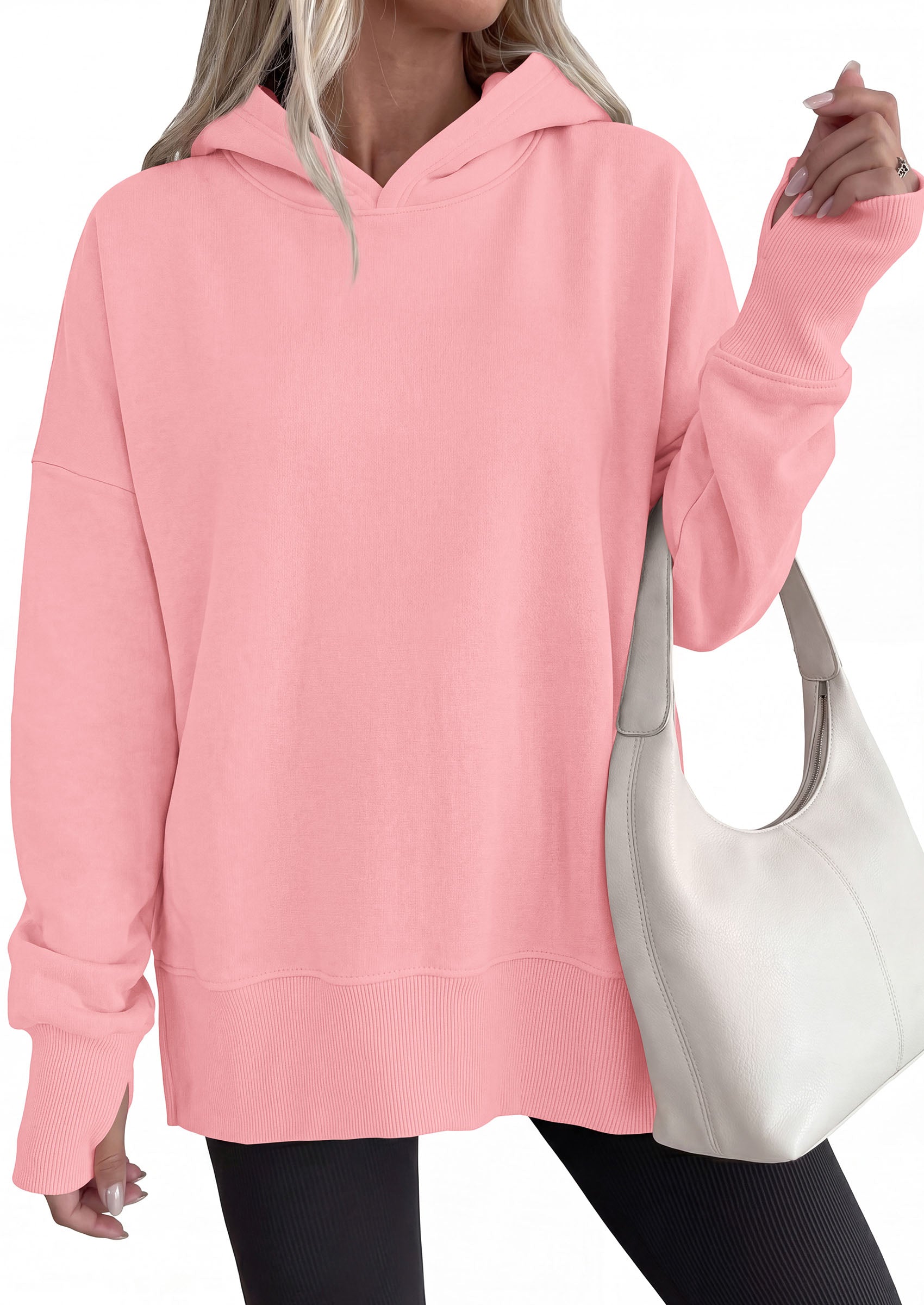 PRETTYGARDEN Womens Oversized Hoodies Side Slit Sweatshirts | Fall Fashion 2026 Trendy Outfits, Thumbholes & Unique Center Seam, Comfort Drop Shoulder Pullover, Chic Tunic for Leggings