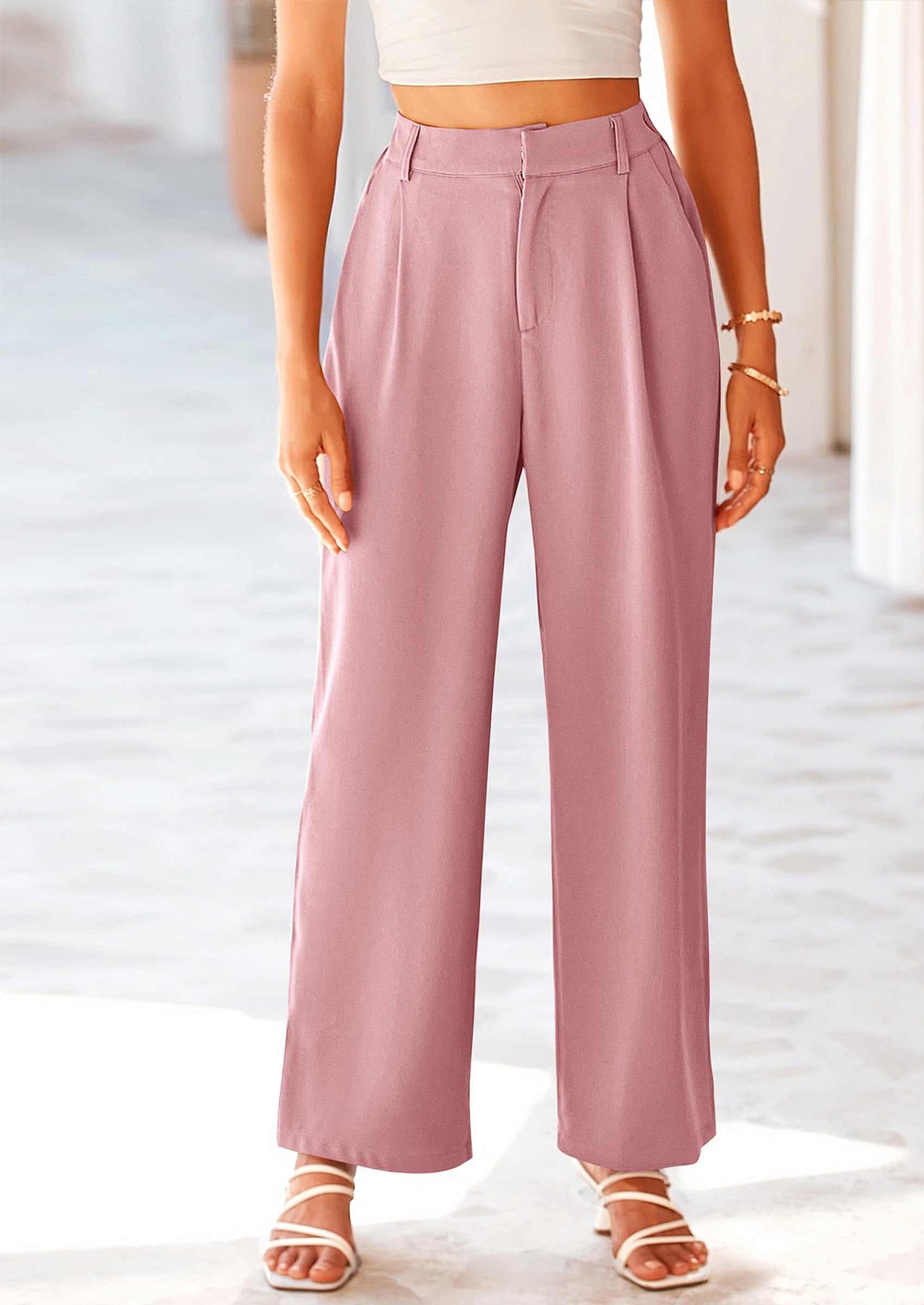 PRETTYGARDEN Wide Leg Pants for Women Trendy Fall High Waisted Business Casual Outfits Work Pant Trousers