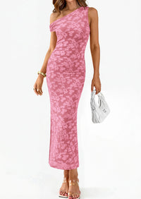 PRETTYGARDEN Womens Floral One Shoulder Maxi Dress 2026 Summer Spring Bodycon Ruched Side Slit Elegant Cocktail Party Dresses PRETTYGARDEN