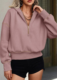 PRETTYGARDEN Women's Hooded Sweatshirts Long Sleeve Half Zip Cropped Hoodie Pullover Winter Fashion Clothes