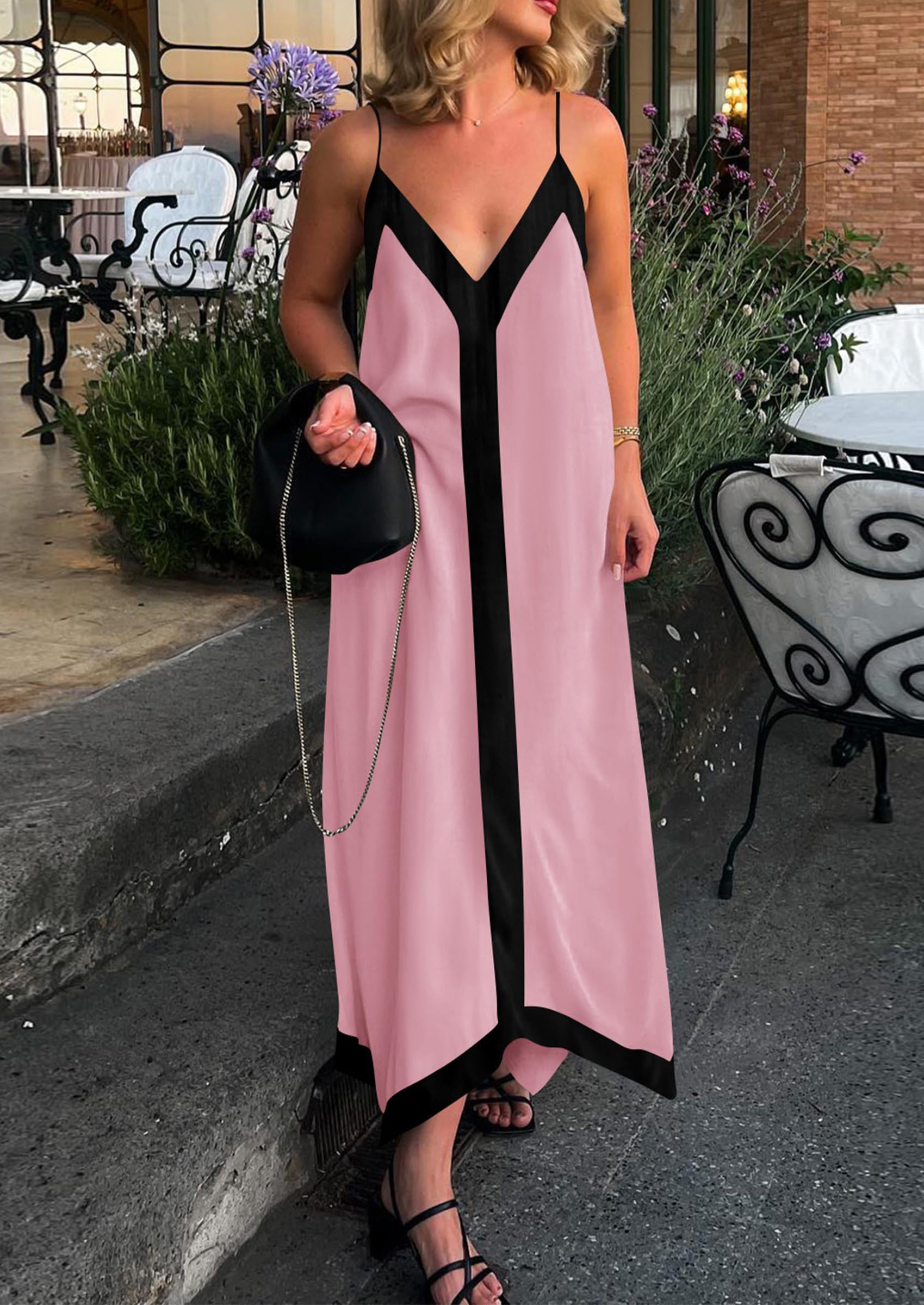 PRETTYGARDEN Women's Flowy Maxi Dress Summer Sleeveless V Neck Spaghetti Strap Elegant Wedding Party Dresses