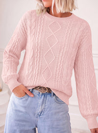 PRETTYGARDEN Womens Cable Knit Sweater Crewneck Pullover | Soft Ribbed Cuffs,Relaxed Fit Long Sleeve Sweaters,Chunky Diamond,Warm Layering,Comfy Daily Wear,Fall Winter Going out Top