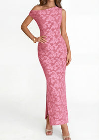 PRETTYGARDEN Womens Floral One Shoulder Maxi Dress 2026 Summer Spring Bodycon Ruched Side Slit Elegant Cocktail Party Dresses PRETTYGARDEN