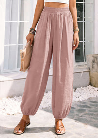 PRETTYGARDEN Womens 2026 Summer Casual Pants High Waisted Loose Wide Leg Palazzo Pockets Lounge Beach Travel Trousers Outfits