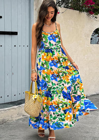 PRETTYGARDEN Women Summer Dresses Spaghetti Strap Scoop Neck Floral Maxi Dress Flowy Boho Long Sundress with Pockets