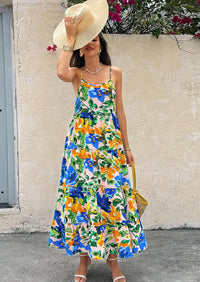 PRETTYGARDEN Women Summer Dresses Spaghetti Strap Scoop Neck Floral Maxi Dress Flowy Boho Long Sundress with Pockets